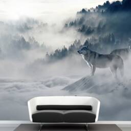 Foggy Forest Mural Nature Landscape Temporary Wallpaper Wolf Removable Wallpaper Wall Art Self-Adhesive Large - thumbnail 3