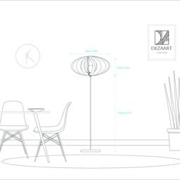 Sculpted Serenity Wooden Floor Lamp With Handcrafted Metallic Base Featuring Unique Patterns - thumbnail 4