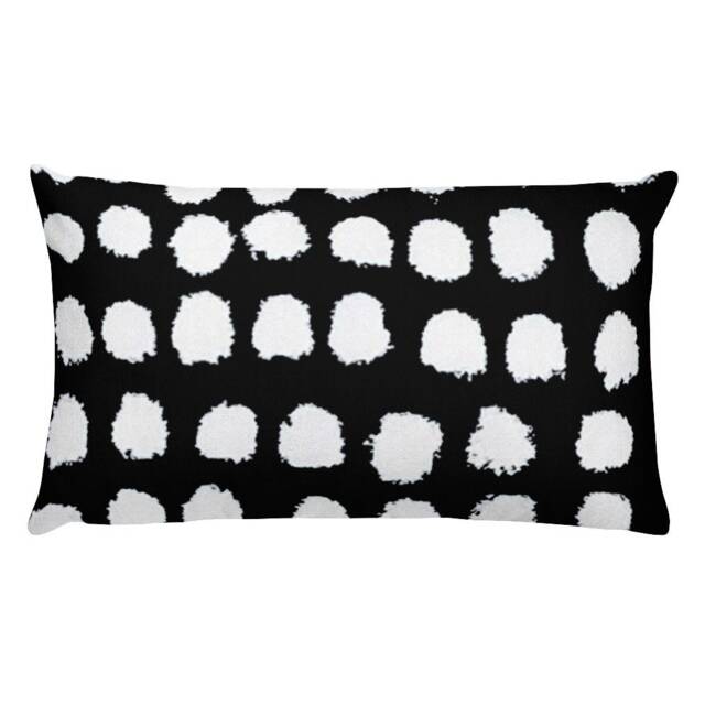 Black & White Polka Dot Pillow Linen-Feel Throw Pillow - image 1