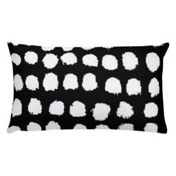 Black & White Polka Dot Pillow Linen-Feel Throw Pillow - thumbnail 1