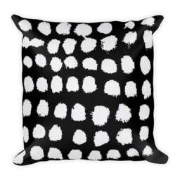 Black & White Polka Dot Pillow Linen-Feel Throw Pillow - thumbnail 4
