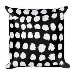 Black & White Polka Dot Pillow Linen-Feel Throw Pillow - thumbnail 3