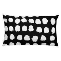 Black & White Polka Dot Pillow Linen-Feel Throw Pillow - thumbnail 2