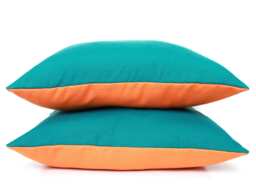 Tangerine Orange & Dark Teal Pillow Cover - Two Tone Color Block Throw Modern Accent Cushion All Sizes - thumbnail 1