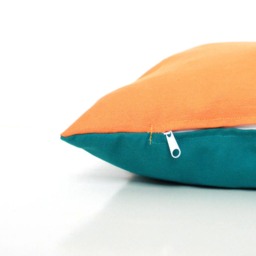 Tangerine Orange & Dark Teal Pillow Cover - Two Tone Color Block Throw Modern Accent Cushion All Sizes - thumbnail 2