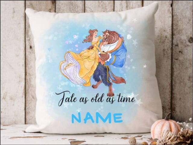 Beauty & The Beast Inspired Personalised Cushion With Any Name