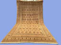 Handmade Turkmen Ersari Rug 5x9, Antique Look Afghan Wool Area Rug, Muted Gold Brown Geometric Traditional Tribal Living Room - thumbnail 1