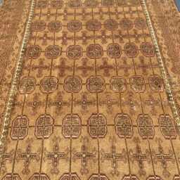 Handmade Turkmen Ersari Rug 5x9, Antique Look Afghan Wool Area Rug, Muted Gold Brown Geometric Traditional Tribal Living Room - thumbnail 3