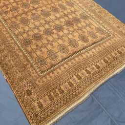 Handmade Turkmen Ersari Rug 5x9, Antique Look Afghan Wool Area Rug, Muted Gold Brown Geometric Traditional Tribal Living Room - thumbnail 4