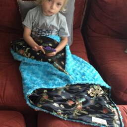 "Black Dragon Brocade & Turquoise Minky Baby Blanket ""Anoushka" - thumbnail 2