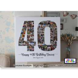 Happy 40Th Birthday Custom Son Daughter Husband Wife Mum Dad Sister Friend Party Photo Frame Board Collage Framed Canvas Print Gift - thumbnail 1