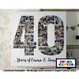 Happy 40Th Birthday Custom Son Daughter Husband Wife Mum Dad Sister Friend Party Photo Frame Board Collage Framed Canvas Print Gift - thumbnail 3