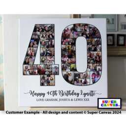 Happy 40Th Birthday Custom Son Daughter Husband Wife Mum Dad Sister Friend Party Photo Frame Board Collage Framed Canvas Print Gift - thumbnail 2