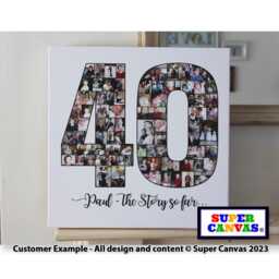 Happy 40Th Birthday Custom Son Daughter Husband Wife Mum Dad Sister Friend Party Photo Frame Board Collage Framed Canvas Print Gift - thumbnail 4