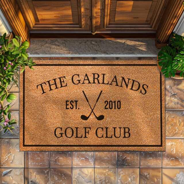 Custom Golf Gifts For A Family Of Lovers - Personalized Club Door Mat Decor Rug Front Entrance Entryway Doormat - image 1