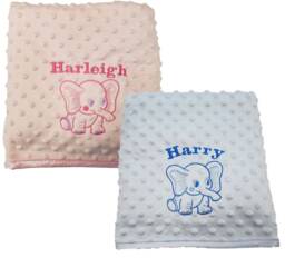 Personalized Baby Blanket Embroidered Elephant, Luxury Bubble Fleece - thumbnail 1