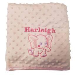Personalized Baby Blanket Embroidered Elephant, Luxury Bubble Fleece - thumbnail 2