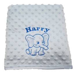 Personalized Baby Blanket Embroidered Elephant, Luxury Bubble Fleece - thumbnail 3