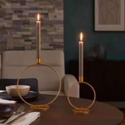 Round Candle Holder - Candlestick Metal Ring, Black/Gold Minimalist Candlestick Table Decoration Christmas 2 Sizes - thumbnail 2