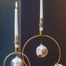 Round Candle Holder - Candlestick Metal Ring, Black/Gold Minimalist Candlestick Table Decoration Christmas 2 Sizes - thumbnail 3