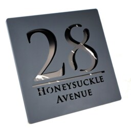 K Smart Sign - Bellissima S1 Laser Cut Matt Gray & Black Marble Floating House Signs Door Number Plaque 180mm X 180mm - thumbnail 2