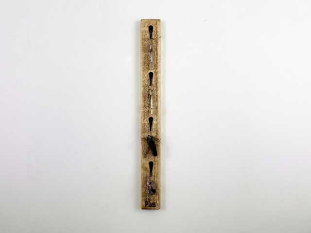Slim Vertical Key Holder, Rustic Wooden Rack, Hallway Wall Mounted Narrow Hanger, Office Hook Storage & Organiser - image 1