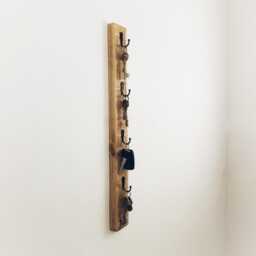 Slim Vertical Key Holder, Rustic Wooden Rack, Hallway Wall Mounted Narrow Hanger, Office Hook Storage & Organiser - thumbnail 2