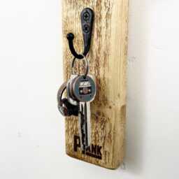 Slim Vertical Key Holder, Rustic Wooden Rack, Hallway Wall Mounted Narrow Hanger, Office Hook Storage & Organiser - thumbnail 4