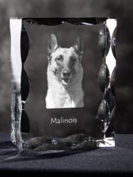 Belgian Shepherd, Malinois, Cubic Crystal With Dog, Souvenir, Decoration, Limited Edition, Collection - thumbnail 1