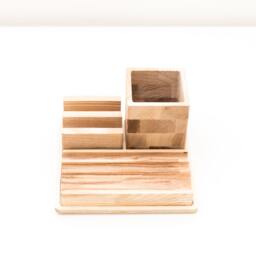 Wood Desk Organizer Pencil Holder Phone Pen Desk Organization Office - thumbnail 4