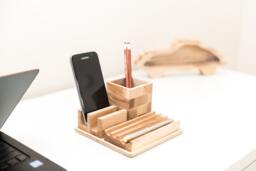 Wood Desk Organizer Pencil Holder Phone Pen Desk Organization Office