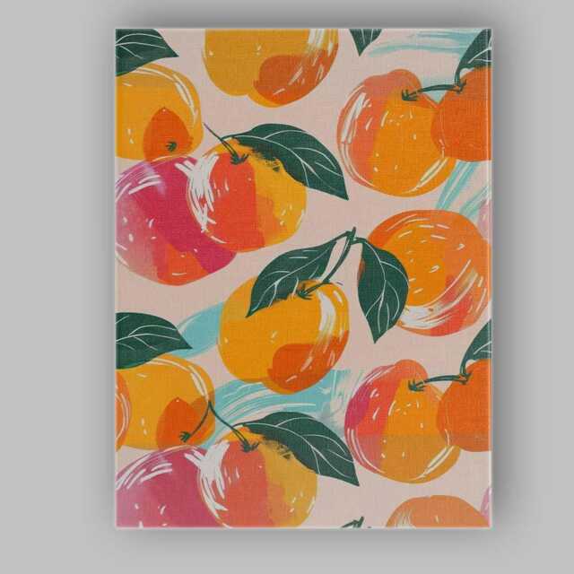 Modern Peach Fruit Repeat Pattern Abstract Illustration Canvas Wall Art Print Decor Picture Ready To Hang - image 1