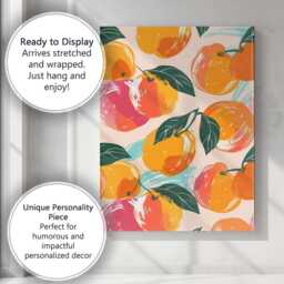 Modern Peach Fruit Repeat Pattern Abstract Illustration Canvas Wall Art Print Decor Picture Ready To Hang - thumbnail 3