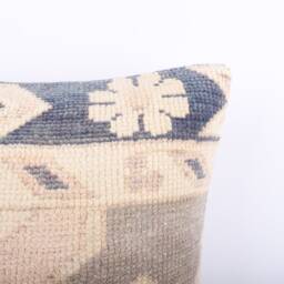 Handmade Turkish Kilim Pillow Embroidered Wool Cushion Cover - 18''x18'' - thumbnail 3