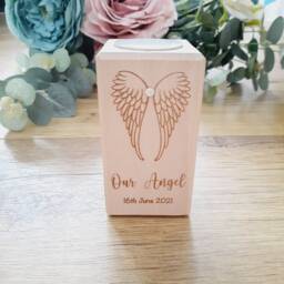 Memorial Candle - Personalised/Miscarriage Stillbirth Babyloss Loved One Angel Wings - thumbnail 3