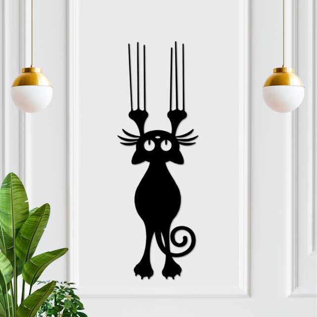 Black Cat Wood Decor, Lover Gift, Funny Wall Art, Hangings, Animals Artwork, Home House Warming Gifts, Mom Gift - image 1