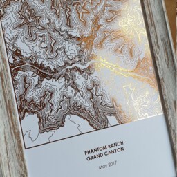 A4 Custom Metallic Foil Topographic Map Print, Any Hike Trekking Climb Ski Location Personalised Copper Silver Gold Or Rose - thumbnail 2