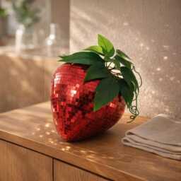 Mirror Mosaic Strawberry Planter - Disco Glam Decor Statement Gift For Her Birthday & Housewarming - thumbnail 2
