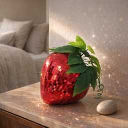 Mirror Mosaic Strawberry Planter - Disco Glam Decor Statement Gift For Her Birthday & Housewarming - thumbnail 1