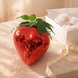 Mirror Mosaic Strawberry Planter - Disco Glam Decor Statement Gift For Her Birthday & Housewarming - thumbnail 4