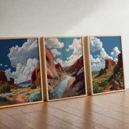 Set Of 3 New Mexico Posters, Usa Travel Prints, Desert Landscape Wall Art Sets, Southwest Poster Decor - thumbnail 2