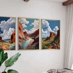 Set Of 3 New Mexico Posters, Usa Travel Prints, Desert Landscape Wall Art Sets, Southwest Poster Decor - thumbnail 3