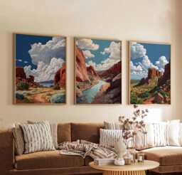 Set Of 3 New Mexico Posters, Usa Travel Prints, Desert Landscape Wall Art Sets, Southwest Poster Decor - thumbnail 1