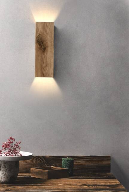 Rustic Oak Wood Wall Lamp, Mid-Century Modern Sconce - image 1
