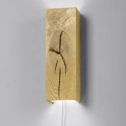Rustic Oak Wood Wall Lamp, Mid-Century Modern Sconce - thumbnail 2
