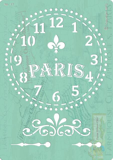 Clock Stencil Reusable Stencil, French Vintage Artist Face, Wall Furniture, Cushion Stencil. Stock No 15 - image 1