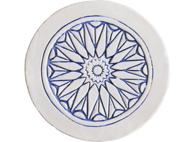 Moroccan Wall Hanging Ceramic Tile For Lounge Decor, Mosaic Outdoor Art, #2 Plain Border 21cm Blue&white - image 1