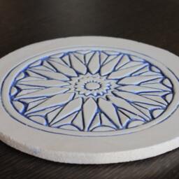 Moroccan Wall Hanging Ceramic Tile For Lounge Decor, Mosaic Outdoor Art, #2 Plain Border 21cm Blue&white - thumbnail 2