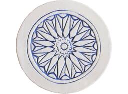 Moroccan Wall Hanging Ceramic Tile For Lounge Decor, Mosaic Outdoor Art, #2 Plain Border 21cm Blue&white - thumbnail 1