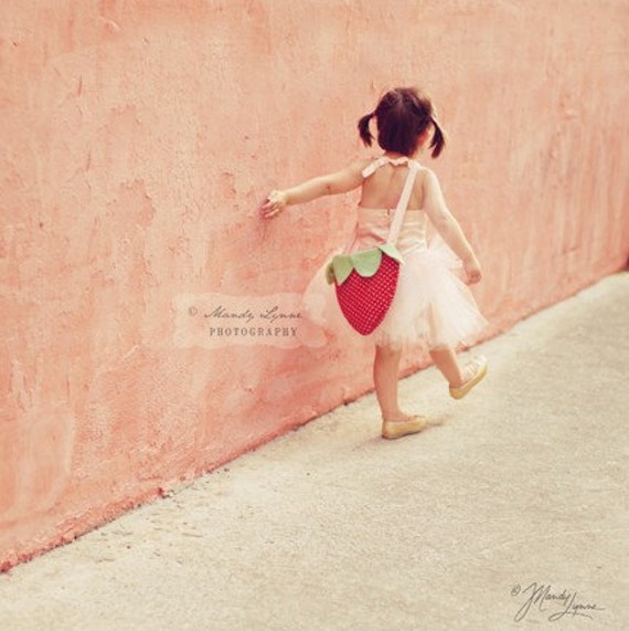 A Walk On The Sweet Side - Ballerina Girl With Strawberry Bag Art Print